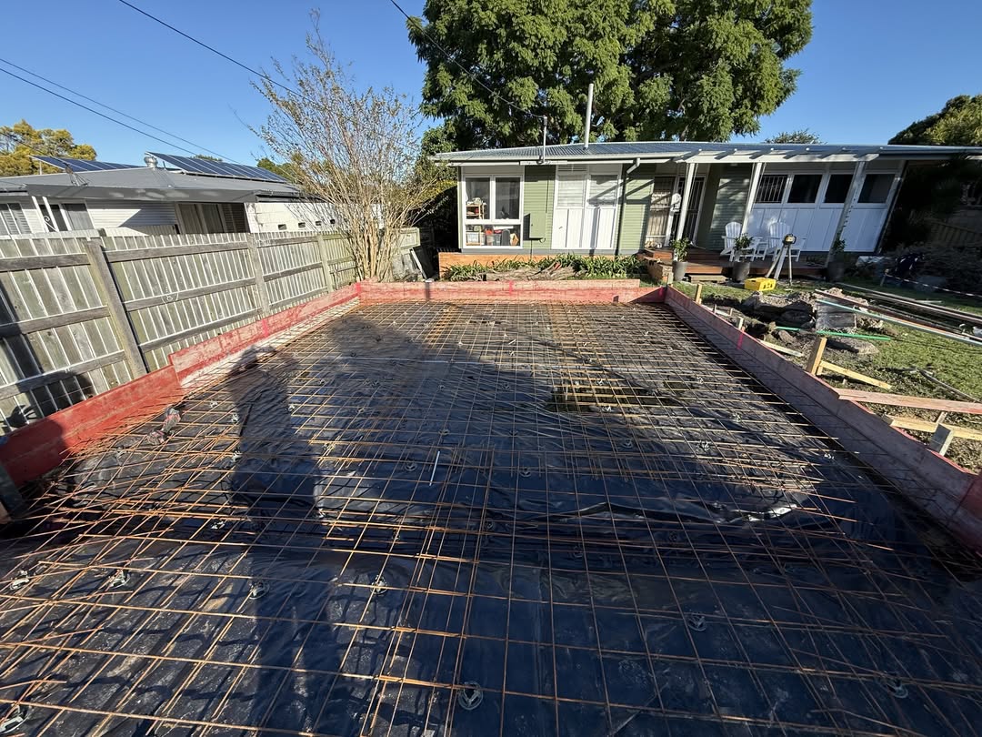 Rebar mesh and formwork prepared for new driveway