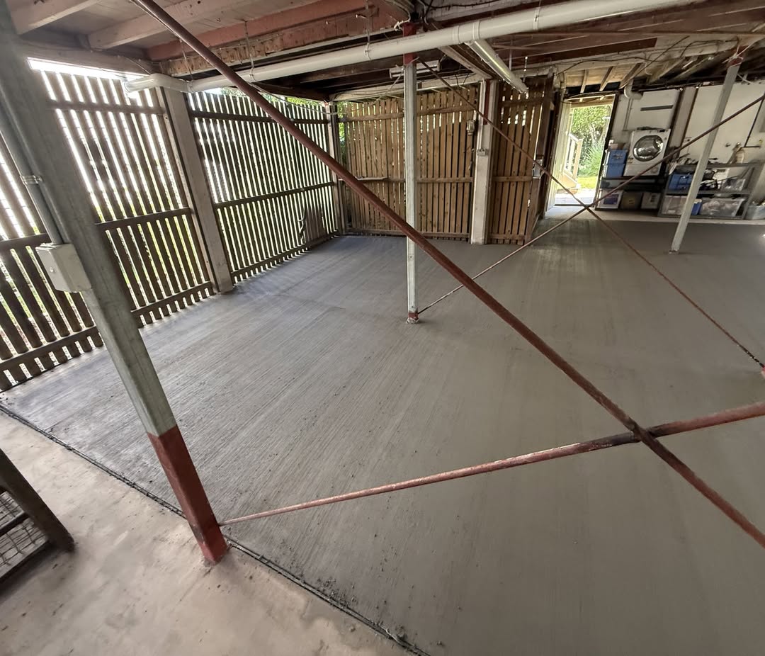 Under-house slab with broom finish, alternate angle